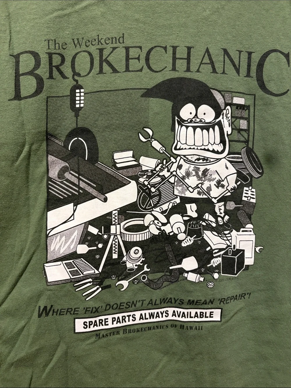 Brokechanic Graphic Short Sleeve Tee in Olive Green